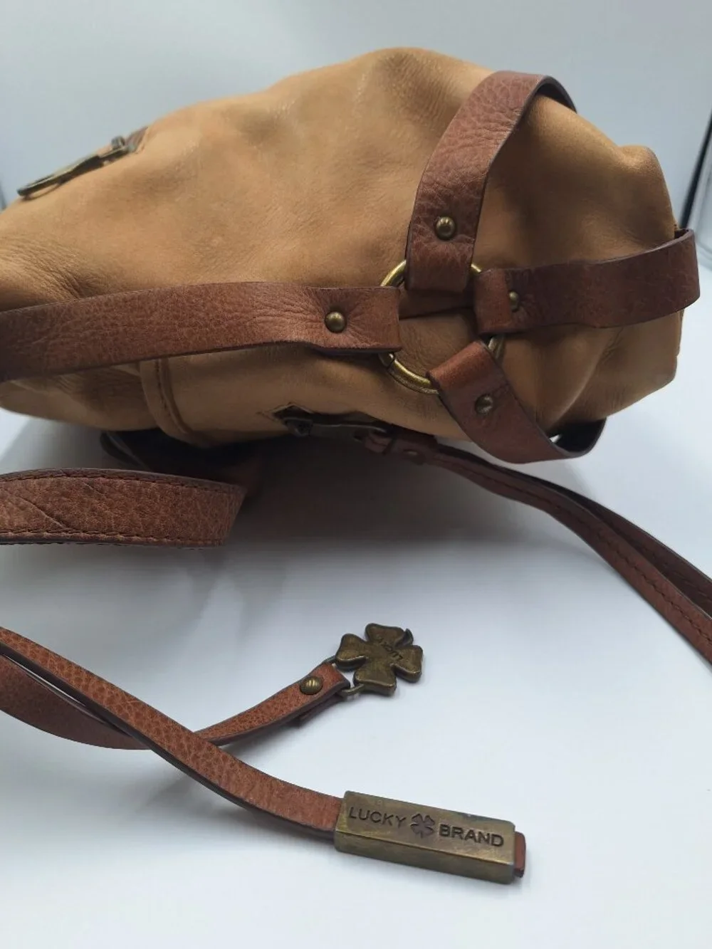 Lucky Brand Boho Western Leather Crossbody Bag Casual Fringe Purse